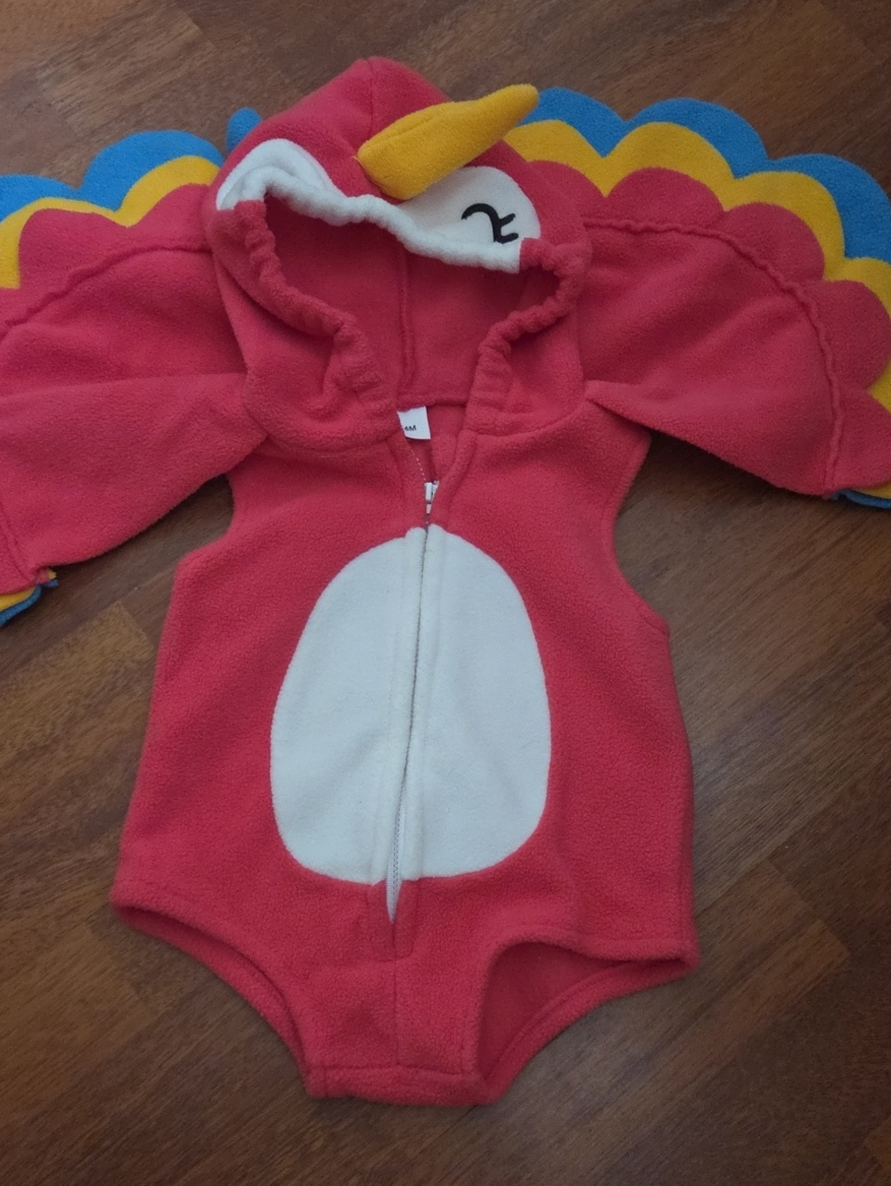 Parrot Costume Coral Pink Unicorn Hooded Fleece One-Piece for infant, 0-6 Months